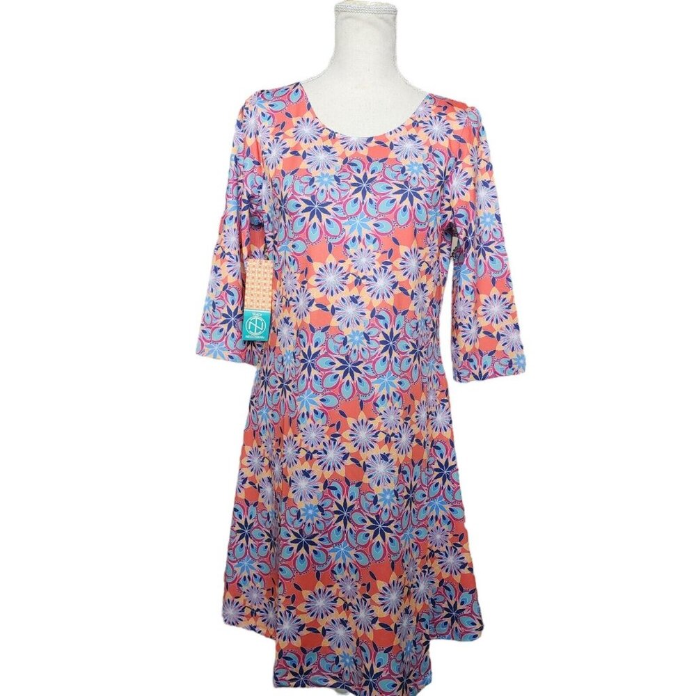 NWT Tracy Negoshian Red Printed Geometric Tunic Dress Size Small - Picture 2 of 9